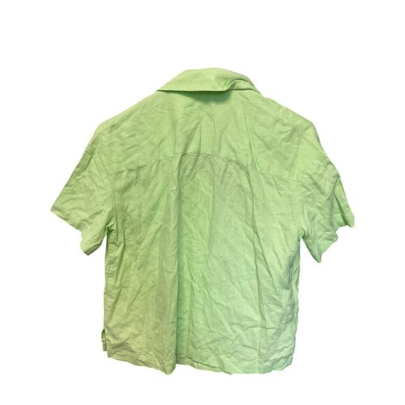 A New Day Women's Linen Short Sleeve Button Down Camp Shirt Green - Picture 3 of 3